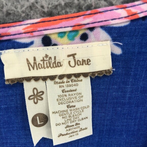 Matilda Jane Romper Womens Large Out And About Hello Lovely Blue Multi Floral - Picture 7 of 13